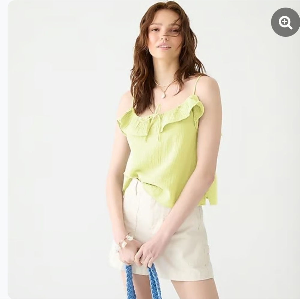 J. Crew Vibrant Green Ruffle Camisole